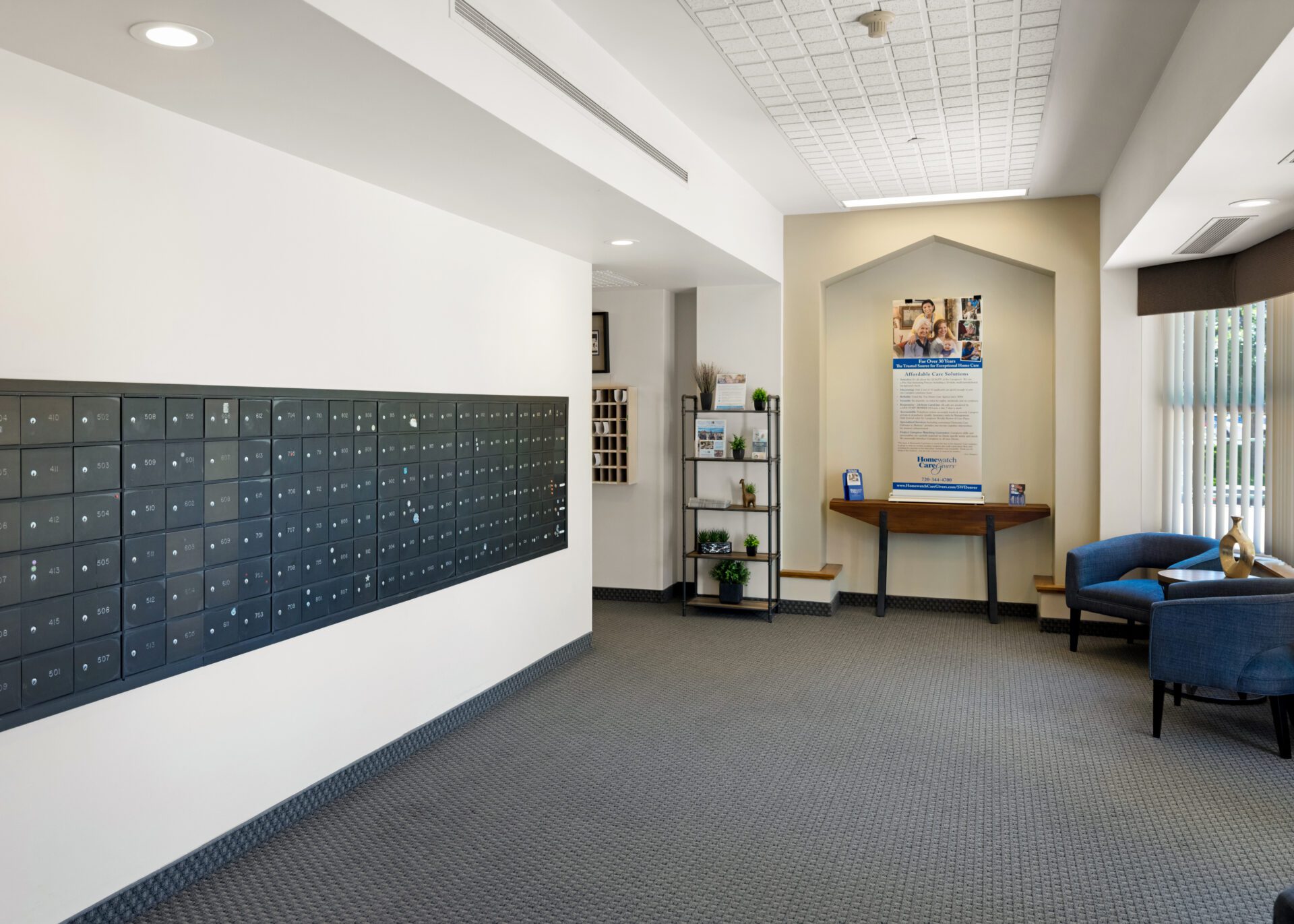Indoor private mailboxes